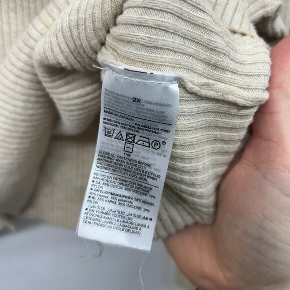 Old Navy Neutral Cream Button Front Ribbed Knit Cardigan Sweater Plus Size 2X - Picture 6 of 6